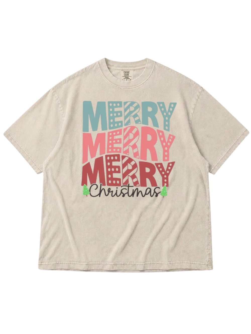 Comfort Colors Ivory Holiday 'Merry Merry Merry' Graphic Tee